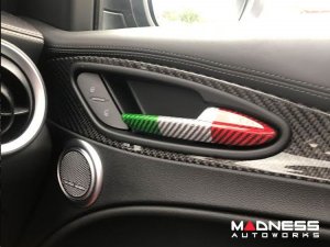 Alfa Romeo Stelvio Interior Door Handle Trim Set - Carbon Fiber - Italian Theme